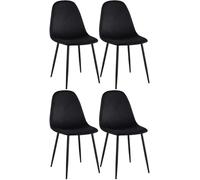 CLP Lot De 4 Chaises De Salle A Manger Napier I Surface D'assise Matelassée I Différents Revêtements I Pieds en Metal I Charge Max.150 Kg, Couleur:Noir, Matériel:Velours