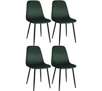 CLP Lot De 4 Chaises De Salle A Manger Napier I Surface D'assise Matelassée I Différents Revêtements I Pieds en Metal I Charge Max.150 Kg, Couleur:Vert, Matériel:Velours