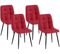 CLP Lot de 4 chaises de Salle a Manger rembourrees Antibes, chaises de Cuisine avec Dossier et Pieds en Metal Noir, Charge Max. 150 kg, Couleur:Rouge