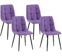 CLP Lot de 4 chaises de Salle a Manger rembourrees Antibes, chaises de Cuisine avec Dossier et Pieds en Metal Noir, Charge Max. 150 kg, Couleur:Violet