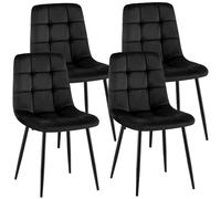 CLP Lot de 4 chaises de salle à manger Antibes – garnies de velours, protections de sol – Noir