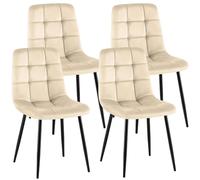 CLP Trading GmbH – Chaises de salle à manger Antibes Lot de 4, velours, protège-sol Blanc crème