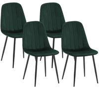 CLP Lot de 4 chaises de Salle a Manger rembourrees Baxter, Velours, Dossier, Structure Metal, Charge Max 150 kg Couleur:Vert