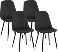 CLP Lot de 4 chaises de Salle a Manger rembourrees Baxter, Velours, Dossier, Structure Metal, Charge Max 150 kg Couleur:Noir
