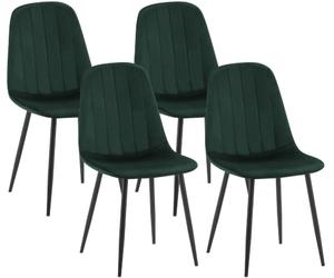 CLP Lot de 4 chaises de Salle a Manger rembourrees Baxter, Velours, Dossier, Structure Metal, Charge Max 150 kg Couleur:Vert