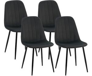 CLP Lot de 4 chaises de Salle a Manger rembourrees Baxter, Velours, Dossier, Structure Metal, Charge Max 150 kg Couleur:Noir