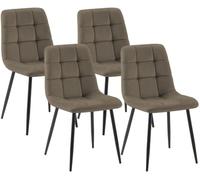CLP Lot de 4 chaises de Salle à Manger rembourrées Tilde, chaises de Cuisine avec Dossier, Pieds en métal Noir, Charge Max 150 kg | Couleur Taupe Matériel Velours
