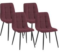 CLP Lot de 4 chaises de Salle à Manger rembourrées Tilde, chaises de Cuisine avec Dossier, Pieds en métal Noir, Charge Max 150 kg | Couleur Bordeaux Matériel Cordon