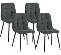 CLP Lot de 4 chaises de Salle à Manger rembourrées Tilde, chaises de Cuisine avec Dossier, Pieds en métal Noir, Charge Max 150 kg | Couleur Vert Matériel Cordon