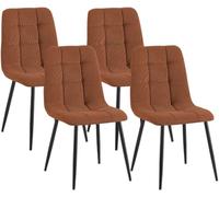 CLP Lot de 4 chaises de Salle à Manger rembourrées Tilde, chaises de Cuisine avec Dossier, Pieds en métal Noir, Charge Max 150 kg | Couleur Orange Matériel Cordon