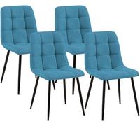 CLP Lot de 4 chaises de Salle à Manger rembourrées Tilde, chaises de Cuisine avec Dossier, Pieds en métal Noir, Charge Max 150 kg | Couleur Bleu Clair Matériel Tissu