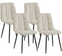 CLP Lot de 4 chaises de Salle à Manger rembourrées Tilde, chaises de Cuisine avec Dossier, Pieds en métal Noir, Charge Max 150 kg | Couleur crème Matériel Cordon
