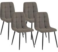 CLP Lot de 4 chaises de Salle à Manger rembourrées Tilde, chaises de Cuisine avec Dossier, Pieds en métal Noir, Charge Max 150 kg | Couleur Taupe Matériel Cordon