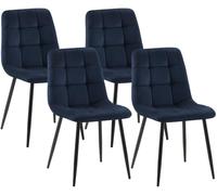 CLP Trading GmbH – Lot de 4 chaises Tilde salle à manger – Velours, assise matelassée Bleu