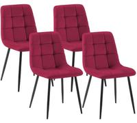 CLP Lot de 4 chaises de Salle à Manger rembourrées Tilde, chaises de Cuisine avec Dossier, Pieds en métal Noir, Charge Max 150 kg | Couleur Rouge Matériel Velours