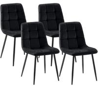 CLP Lot de 4 chaises de Salle à Manger rembourrées Tilde, chaises de Cuisine avec Dossier, Pieds en métal Noir, Charge Max 150 kg | Couleur Noir Matériel Velours
