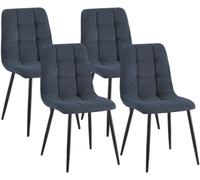 CLP Lot de 4 chaises de Salle à Manger rembourrées Tilde, chaises de Cuisine avec Dossier, Pieds en métal Noir, Charge Max 150 kg | Couleur Bleu Matériel Cordon