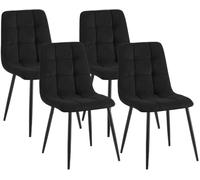 CLP Lot de 4 chaises de Salle à Manger rembourrées Tilde, chaises de Cuisine avec Dossier, Pieds en métal Noir, Charge Max 150 kg | Couleur Noir Matériel Cordon