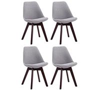 CLP Lot De 4 Chaises De Salle A Manger Retro Borneo V2 Tissu I Pieds en Bois I Dossier Assise Rembourrés, Couleur:Gris, Couleur du Cadre:Noyer