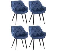 -CLP-Lot de 4 Chaises de salle à manger Tanna en Velours Piètement en Métal noir-Array