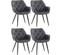 CLP Lot de 4 Chaises de salle à manger Tanna en Velours Piètement en Métal noir , Gris foncé gris G