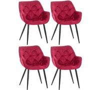 CLP Lot de 4 Chaises de salle à manger Tanna en Velours Piètement en Métal noir , Rouge noir G