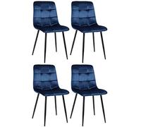 CLP Trading GmbH – Lot de 4 chaises Tilde salle à manger – Velours, assise matelassée Bleu