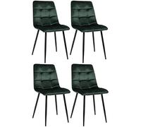 CLP Lot De 4 Chaises De Salle A Manger Tilde en Tissu Ou Velours I Chaise avec Surface D'assise Matelassée Pieds en Metal, Couleur:Vert, matière:Velours