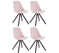 CLP Lot De 4 Chaises De Salle A Manger Toulouse en Velours I avec Assise Rembourré I Pieds Ronds Bois, Couleur:Rose, Couleur du Cadre:Cappuccino