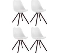 CLP Lot de 4 Chaises de salle à manger Toulouse Similicuir Pieds ronds bois , Blanc /Cappuccino Blanc G