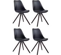CLP Lot de 4 Chaises de salle à manger Toulouse Similicuir Pieds ronds bois , Noir /Cappuccino