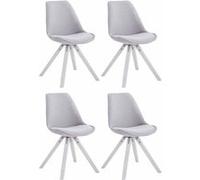 CLP Lot de 4 Chaises de salle à manger Toulouse Tissu Pieds carrés bois , Gris/Blanc Gris