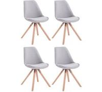 CLP Lot de 4 Chaises de salle à manger Toulouse Tissu Pieds carrés bois , Gris/Nature Gris