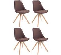 CLP Lot de 4 Chaises de salle à manger Toulouse Tissu Pieds carrés bois , Marron/Nature