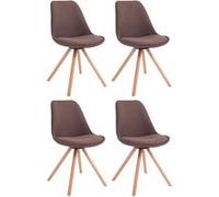 CLP Lot de 4 Chaises de salle à manger Toulouse Tissu Pieds ronds bois , Marron/Nature Marron