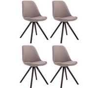 CLP Lot de 4 Chaises de salle à manger Toulouse Tissu Pieds ronds bois , Taupe/Cappuccino