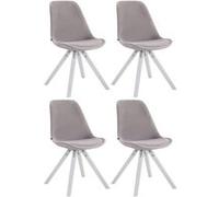 CLP Lot de 4 Chaises de salle à manger Toulouse Velours Pieds carrés bois , Gris/Blanc