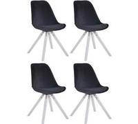 CLP Lot de 4 Chaises de salle à manger Toulouse Velours Pieds carrés bois , Noir /Blanc Noir G