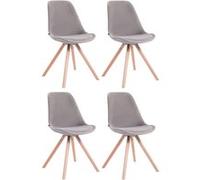 CLP Lot de 4 Chaises de salle à manger Toulouse Velours Pieds ronds bois , Gris/Nature Gris