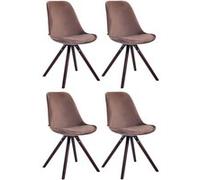 CLP Lot de 4 Chaises de salle à manger Toulouse Velours Pieds ronds bois , Marron/Cappuccino Marron