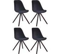 CLP Lot de 4 Chaises de salle à manger Toulouse Velours Pieds ronds bois , Noir /Cappuccino Noir