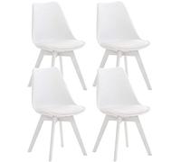 Lot de 4 chaises vintage en simili-cuir et bois - LinCHAVORNAY Art - Blanc