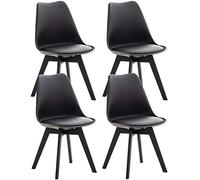 CLP Lot de 4 chaises de cuisine Linares , Noir / Noir/Plastique Noir