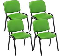 CLP Lot De 4 Chaises De Visiteur Empilables Ken en Similicuir I Chaises De Salle D'Attente avec Pičtement en Métal Noir, Couleur:Vert