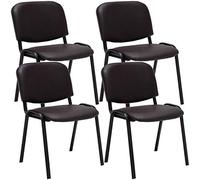 CLP Lot De 4 Chaises De Visiteur Empilables Ken en Similicuir I Chaises De Salle D'Attente avec Piètement en Métal Noir, Couleur:Marron