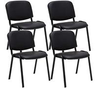 CLP Lot De 4 Chaises De Visiteur Empilables Ken en Similicuir I Chaises De Salle D'Attente avec Piètement en Métal Noir Couleur:Noir