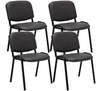 CLP Lot De 4 Chaises De Visiteur Empilables Ken en Similicuir I Chaises De Salle D'Attente avec Piètement en Métal Noir, Couleur:Gris
