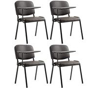 CLP Lot De 4 Chaises De Visiteur Ken Similicuir I Sičges avec Tablette Rabattable I Pieds en Métal, Couleur:Marron