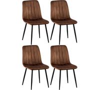 CLP Lot de 4 chaises Dijon avec dossier,marron velours