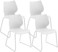 CLP Lot de 4 chaises empilables avec Dossier Houma, chaises de Salle a Manger, Coques en Plastique, Pieds en Metal Stables, Charge Max. 135 kg | Couleur Blanc